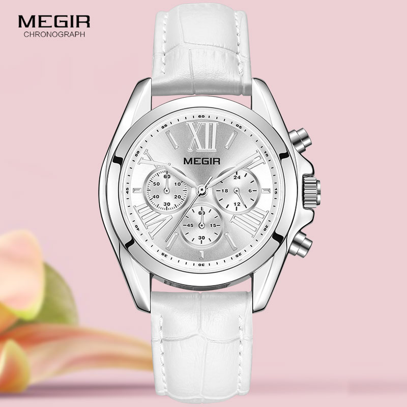 Luxury Watch White - MEGIR2019 Nuovo di Cuoio di Lusso