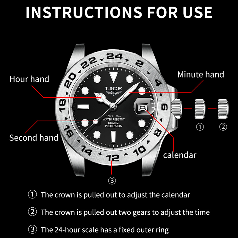LIGE Orologio da uomo original - Luxury Watch White recensione e prezzo